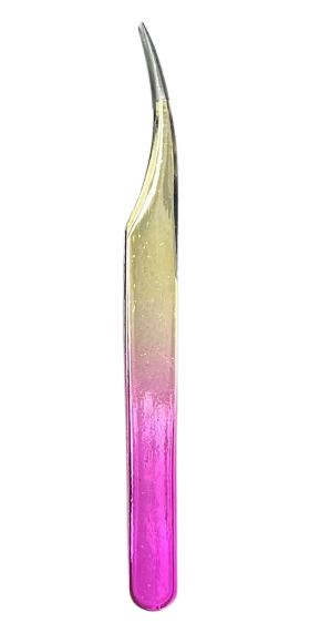 Pinça Semi Curva 2 Rosa com Dourado - Bela Luck Star