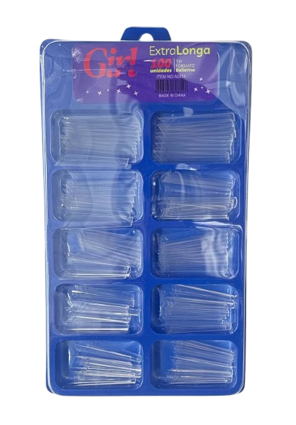 Tips Bailarina Extra Longa Transparente com 100 Unidades A0814 - Girl Fatale