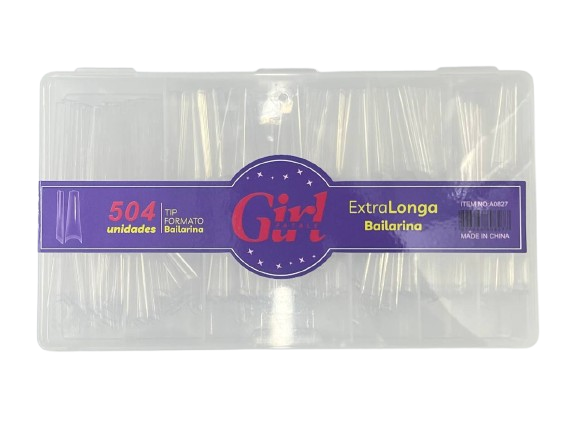 Tips Bailarina Extra Longa Transparente com 504 Unidades A0827 - Girl Fatale