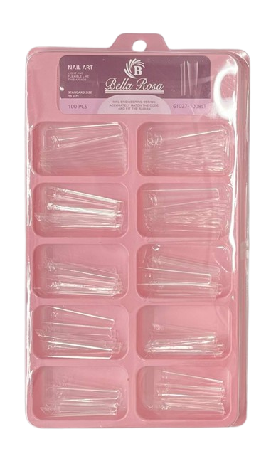 Tips Bailarina Extra Longa Transparente com 100 Unidades - Bella Rosa