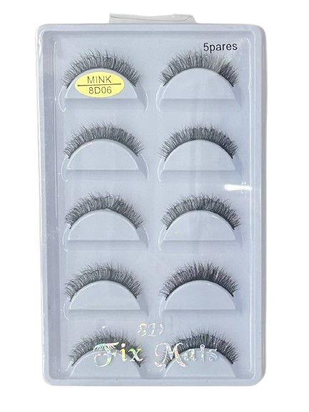 5 Pares de Cílios Postiços 8D Mink F-015 06 - Fix Mais