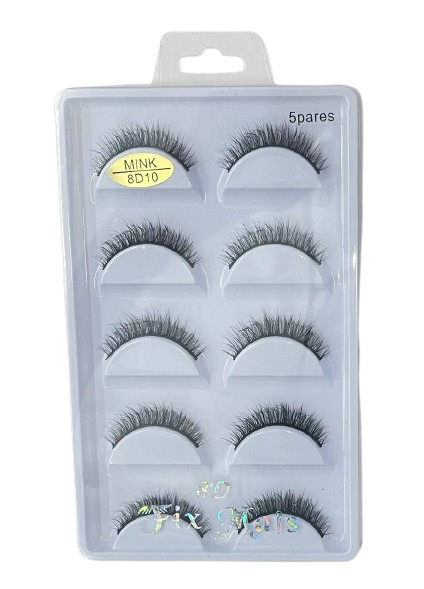 5 Pares de Cílios Postiços 8D Mink F-015 10  - Fix Mais