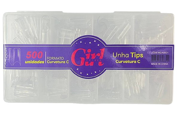 Tips Curvatura C Curta Transparente com 500 Unidades A0831 - Girl Fatale