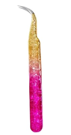 Pinça Ponta Curva Rosa com Dourado - Fada Color