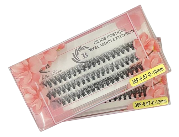 Cílios Tufo sem Nó 30P 0.07D - Bella Rosa