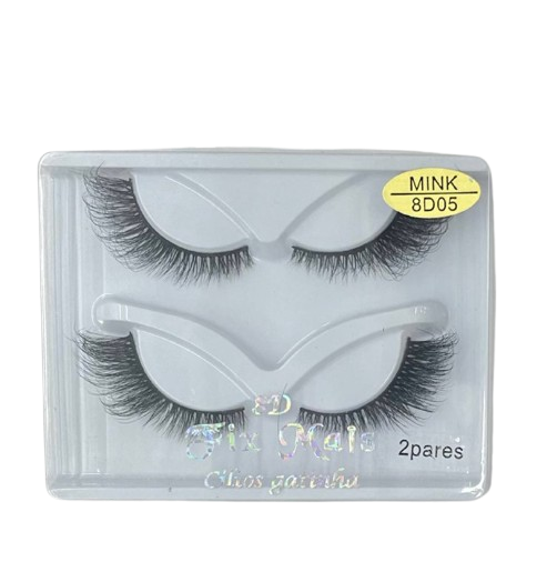 2 Pares de Cílios Postiços Gatinha Mink 8D05 F-022 - Fix Mais