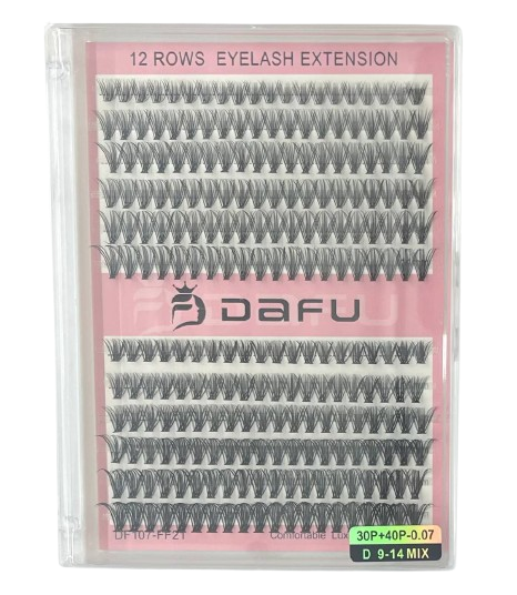 Cartela de Cílios Tufo sem Nó 30P + 40P 0.07D Mix FF21 - Dafu
