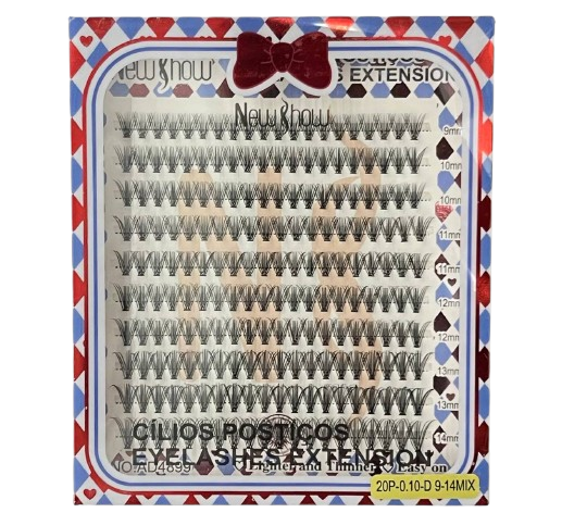 Cartela de Cílios Tufo sem Nó 20P 0.10D Mix AD4899 - New Show