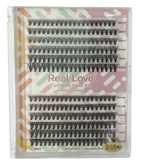 Cartela de Cílios Tufo sem Nó 20P 0.10D + 30P 0.07D Mix (CL4893) - Real Love
