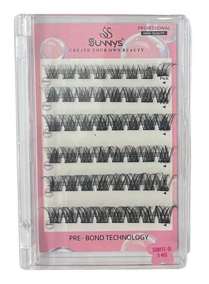 Cartela de Cílios Tufo sem Nó D5 (M01) - Sunnys