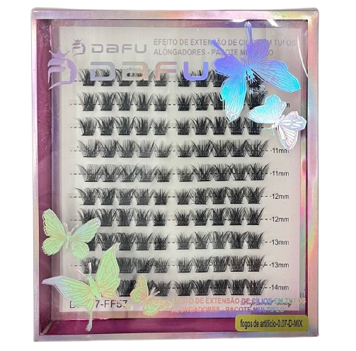 Cartela de Cílios Tufo sem Nó 0.07D Mix Fogos de Artifíco (FF57) - Dafu