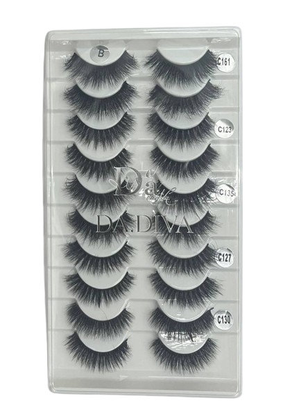 Cartela com 10 Pares de Cílios Postiços A1904 - Da Diva