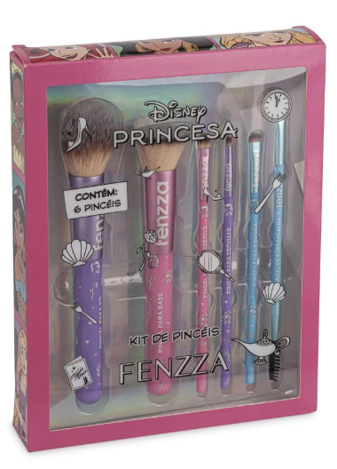 Kit com 6 Pincéis para Maquiagem Princesas - Fenzza