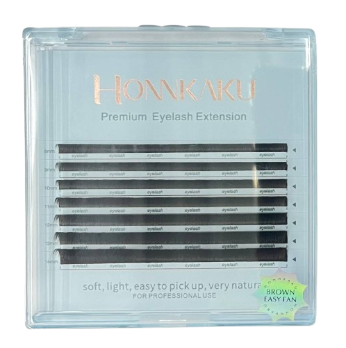 Cílios Fio a Fio EASY FAN MARROM 0.07D - Honnkaku