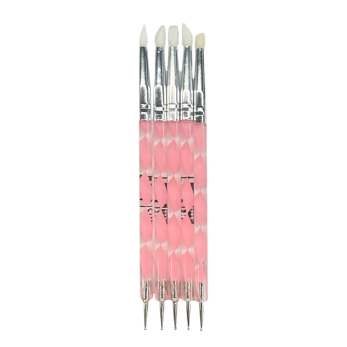 Kit com 5 Pincéis Pega Strass com Boleador - FN Fan Nails