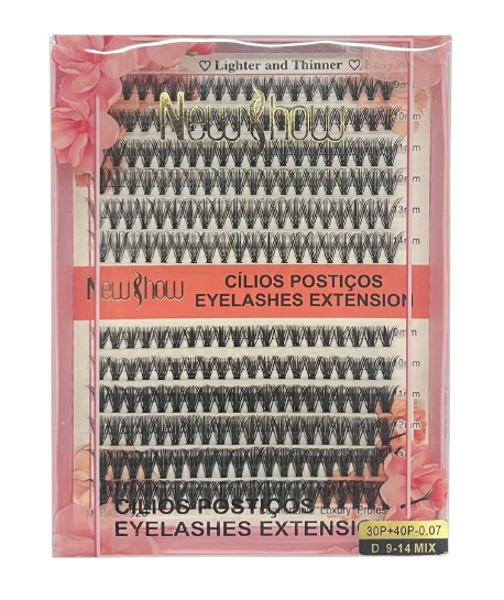 Cartela de Cílios Tufo sem Nó 30P + 40P 0.07D Mix (AD4920) - New Show