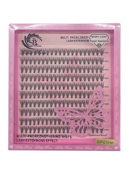 Cartela de Cílios Tufo sem Nó 20P 0.07D 10mm (BRF63801) - Bella Rosa