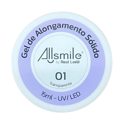 Gel de Alongamento SÓLIDO ALL SMILE 01 Transparent - Real Love