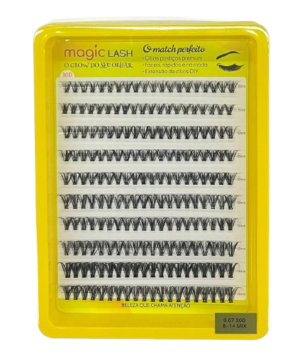 Cartela de Cílios Tufo sem Nó 30P 0.07D (No. 00121) - Magic Lash