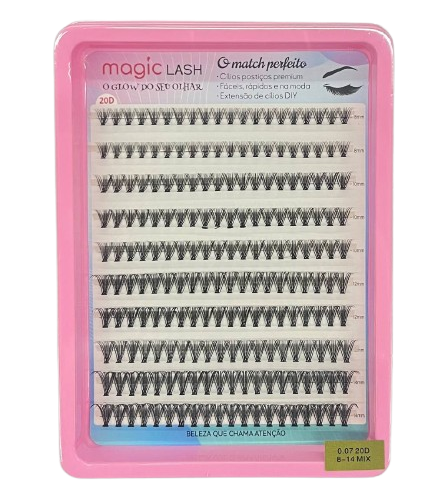 Cartela de Cílios Tufo sem Nó 20P 0.07D (No. 00120) - Magic Lash
