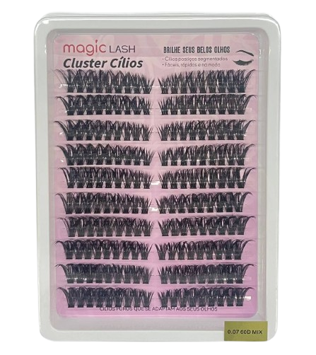 Cartela de Cílios Tufo sem Nó CLUSTER 60P 0.07D (No. 00126) - Magic Lash