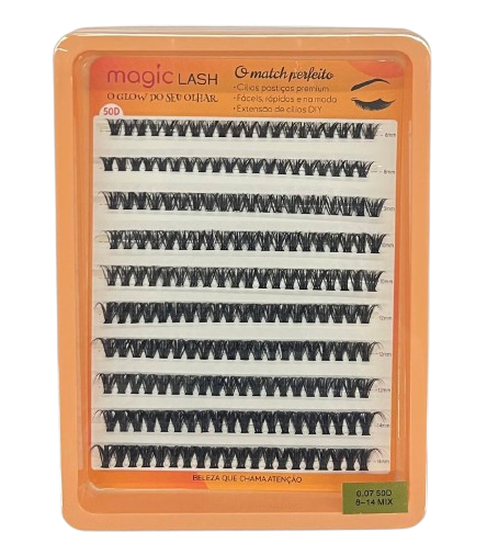Cartela de Cílios Tufo sem Nó 50P 0.07D (No. 00123) - Magic Lash