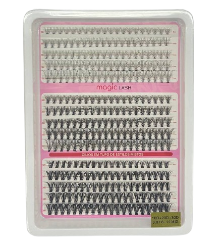 Cartela de Cílios Tufo sem Nó 10P + 20P + 30P 0.07D (No. 00119) - Magic Lash