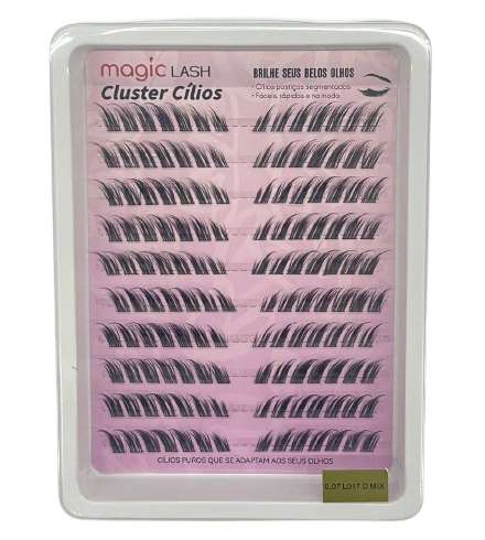 Cartela de Cílios Tufo sem Nó CLUSTER 0.07D L017 (No. 00128) - Magic Lash