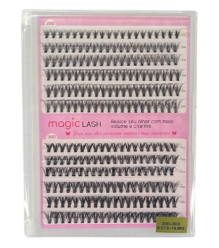 Cartela de Cílios Tufo sem Nó 20P + 30P 0.07D (No. 00115) - Magic Lash