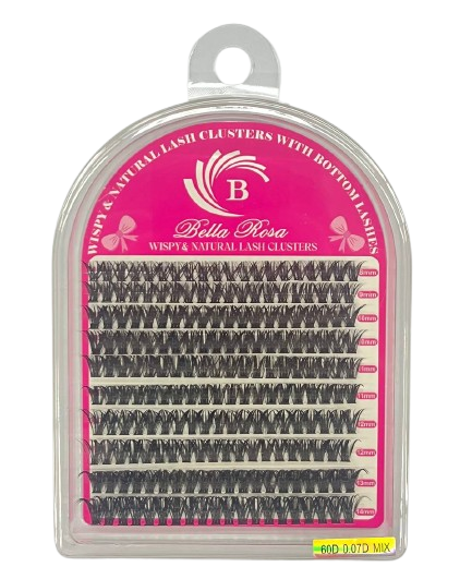 Cartela de Cílios Tufo sem Nó 60P 0.07D Mix (63825) - Bella Rosa