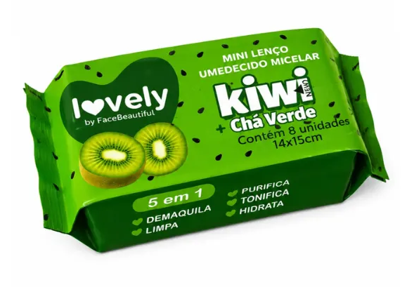 Mini Lenço Umedecido Lovely KIWI - Face Beautiful