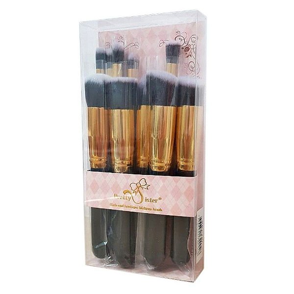 Kit com 10 Pincéis para Maquiagem - Makeup Brush