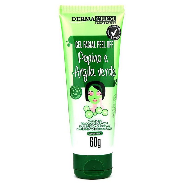 Gel Facial Peel Off Pepino e Argila Verde - Dermachem