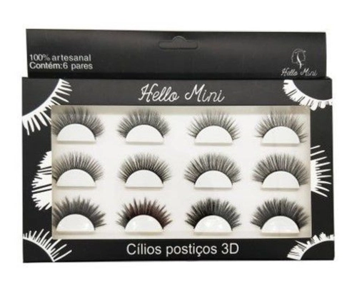 6 Pares de Cílios Postiços 3D CL061 - Hello Mini