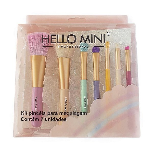 Kit com 7 Pincéis para Maquiagem KT79 - Hello Mini