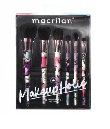 Kit com 6 Pincéis para Maquiagem Makeupholic ED008 - Macrilan