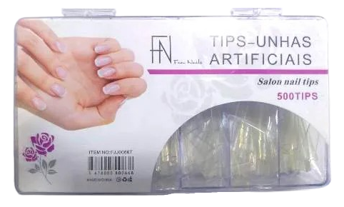 Tips Bailarina Curta Transparente com 500 Unidades - FN Fan Nails