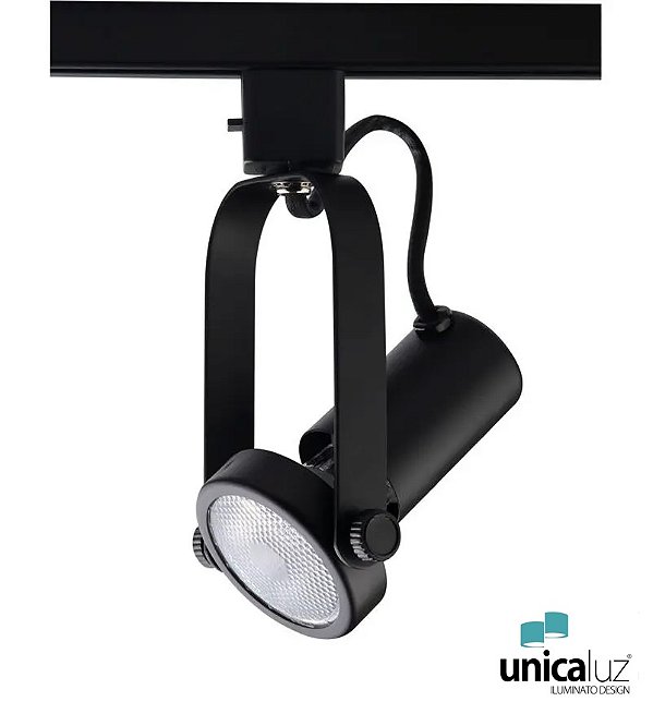 Spot PAR20 Preto para Trilho Eletrificado bivolt - BELLA - DL030P