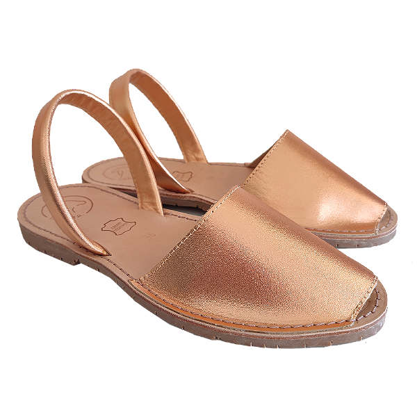 Avarca Rosê Gold em Couro