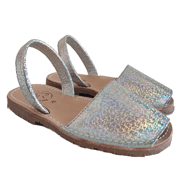 Avarca Infantil Holográfica em Couro