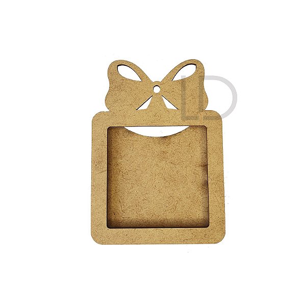Pingente Arvore Mini Porta Retrato Quadrado Laço Presente Foto 6cm MDF