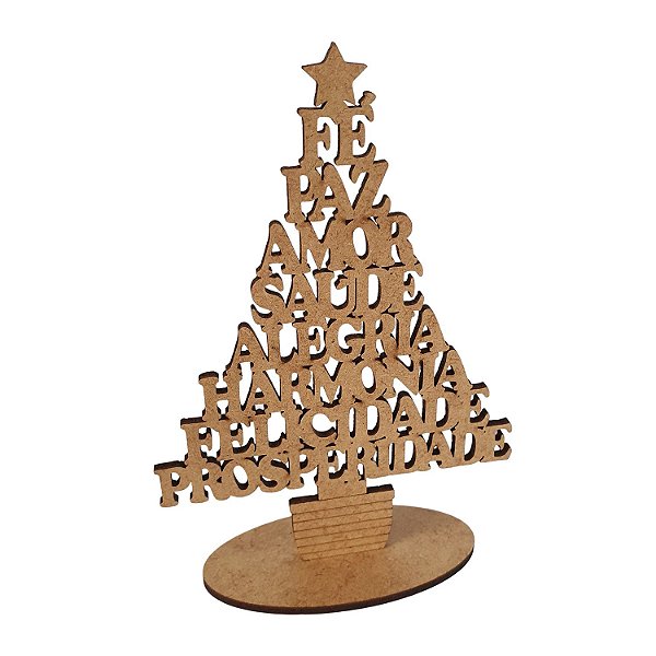 Lembrança Mini Arvore Natal Palavras 12 cm MDF