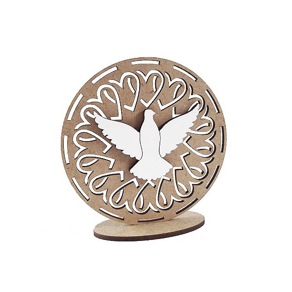 Lembrança Coração Divino Espírito Santo Aplique MDF 10 cm