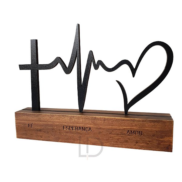 Enfeite Decoração de Mesa Fé Esperança Amor 25 cm