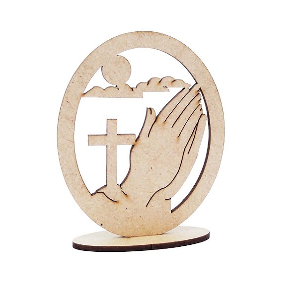 Lembrança Cristã Mãos Orando 10 cm MDF