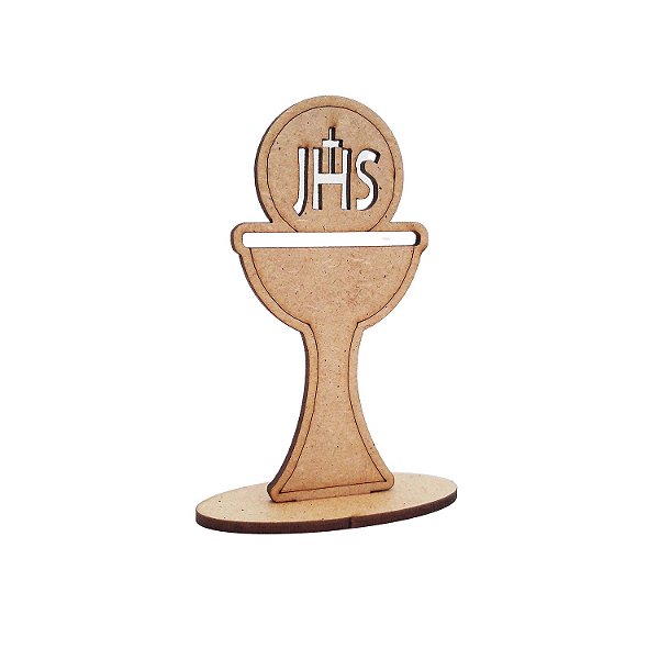 Lembrancinha Cristã Cálice Hóstia JHS 10 cm MDF