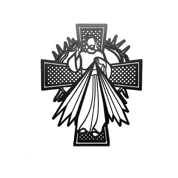Painel Vazado Modelo Jesus Cristo MDF Preto 45 ou 60 cm