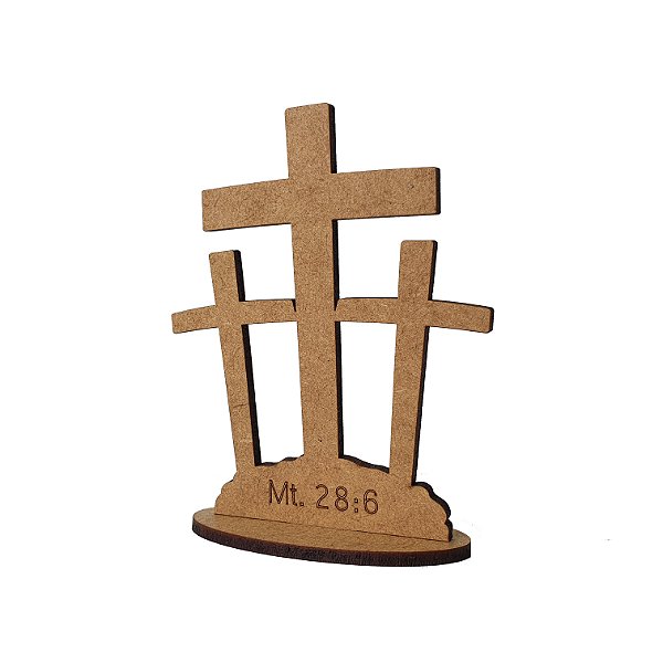Lembrança Páscoa Cristã Três Cruz 10 cm MDF