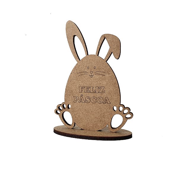 Lembrança Páscoa Coelhinho Feliz Páscoa 10 cm MDF
