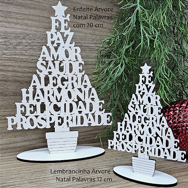 Enfeite Arvore Natal Palavras 20 cm MDF